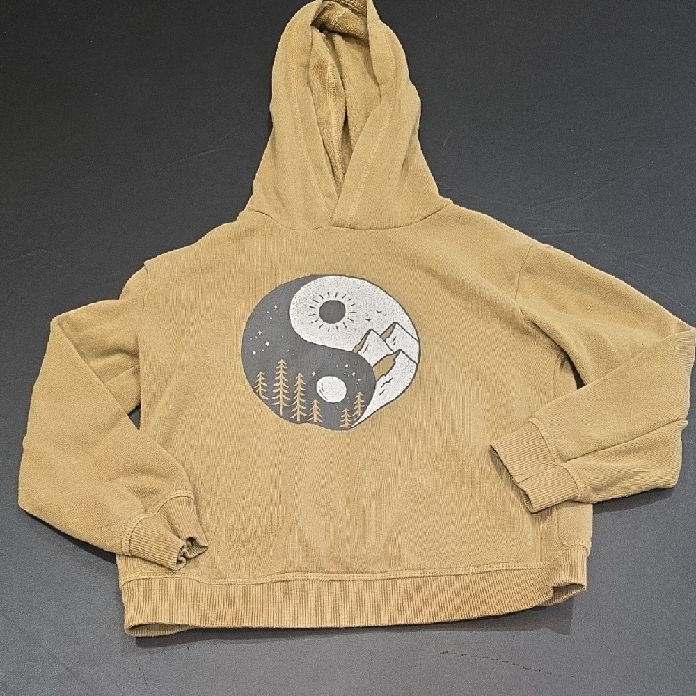 Kids Tan Hoodie with Yin Yang Design